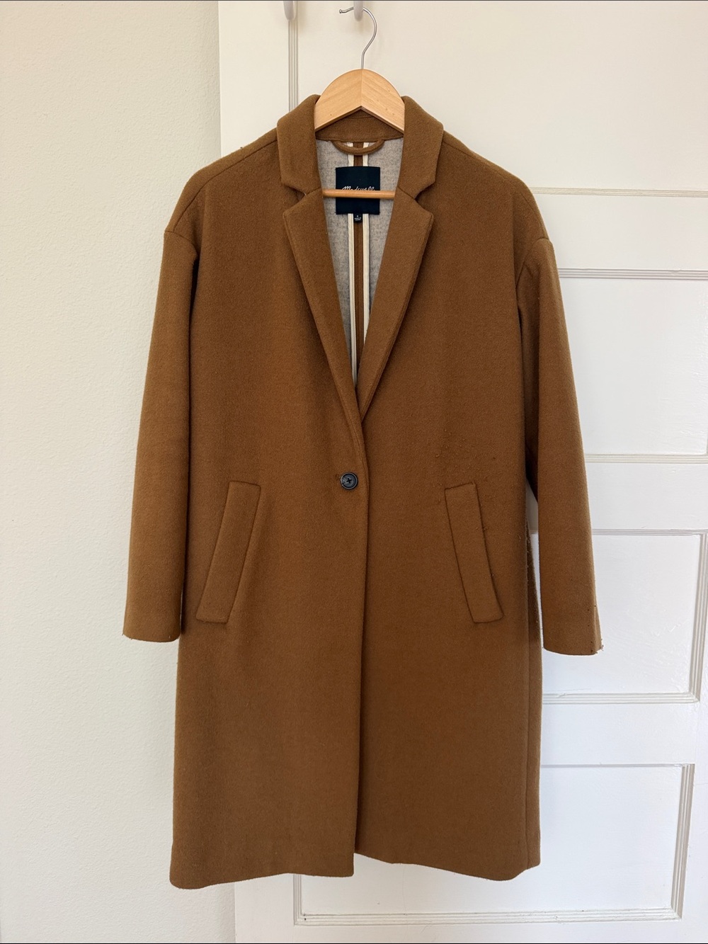 Madewell Camel Brown Single-Button Pea Coat
